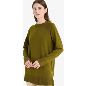 Regular Fit Bisiklet Yaka Basic Düz Triko Kazak Tunik