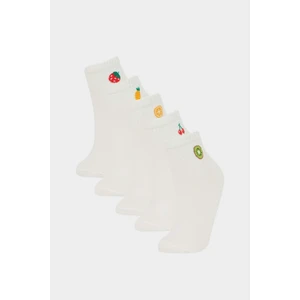 Kadın Rahat Lastikli 5'li Pamuklu Patik Çorap F5624AXNS