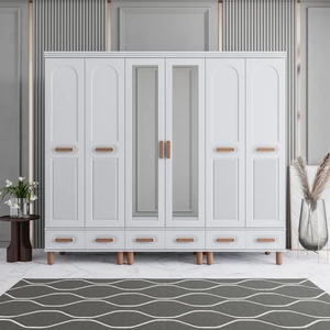 Otto 6 Kapaklı Çekmeceli Gardırop Tamamı Mdf (Beyaz)