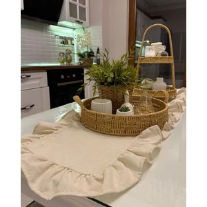 40 x 125   cm   Vintage Fırfırlı  Keten Pamuklu Amerikan Runneri,amerikan Servis