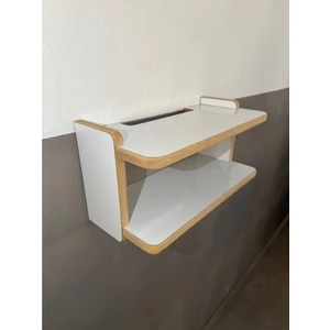 Akçe Home Beyaz Dekoratif Ikili Raf, Aksesuar Rafı, Iki Bölmeli Modem Rafı