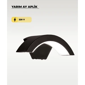 Siyah LED Yarım Ay Aplik 6500K (Beyaz Işık)