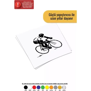Bisiklet Yarışçısı Sticker Oto Motor Laptop Duvar Folyo Sticker 20 x 22 cm