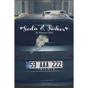Gelin Arabası Sticker Süs Dekoratif Isim ve Tarih Sticker Bilgilerinizi Yazmayi Unutmayın!!