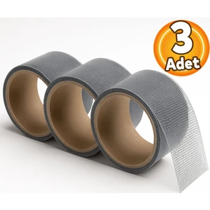 48 mm x 2 Metre (3 Adet) Yapışkanlı Sineklik Tülü Tamir Bandı Yaması Bantı Kopmuş Delik Fiber Tül Yapıştırma Gri