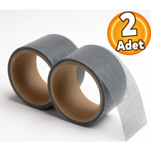 48 mm x 2 Metre (2 Adet) Yapışkanlı Sineklik Tülü Tamir Bandı Yaması Bantı Kopmuş Delik Fiber Tül Yapıştırma Gri