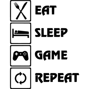 Eat Sleep Game Repeat Sticker (Oto-Motor-Laptop-Duvar-Dekor) 20 x 26 cm
