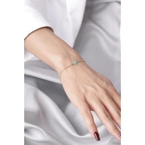 Fiyonk Kuyumculuk 14 Ayar Altın Mavi Mineli Kelebek Bileklik