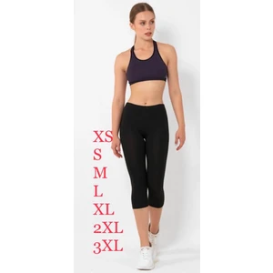 Tight Lady Süper Kalite Siyah Penye Pamuklu Likralı Diz Altı Kapri Tayt Yüksek Bel