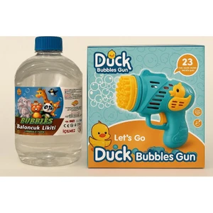 Duck Çok Delikli Pilli Köpük Atan Baloncuk Çıkaran Tabanca 23 Dilekli+ 500 ml Likid