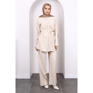 Taş Ön Drapeli Tunik Pantolonlu Takım