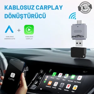 Araç Içi 2in1 Android ve Apple Cihazlar Için Kablosuz Android Auto ve Carplay Adaptörü (EMT-004)