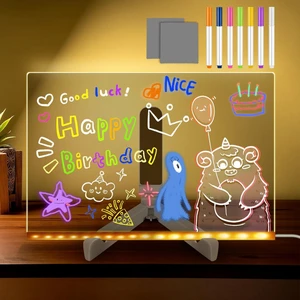 LED Işıklı Yazı Tahtası - Mesaj Panosu - 7 Neon Kalem (30 x 20)