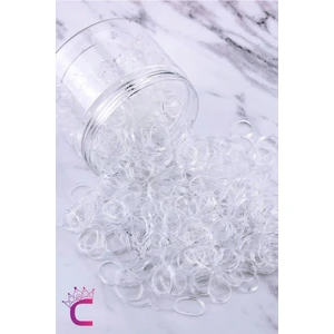 500'LÜ Çantalı Ince Küçük Şeffaf Lastik Toka - Beyaz Şeffaf Perma Saç Lastiği Örgü Tokası