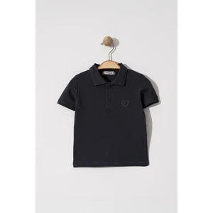 Erkek Çocuk Basic Siyah Polo Yaka Tshirt 6-9 Yaş