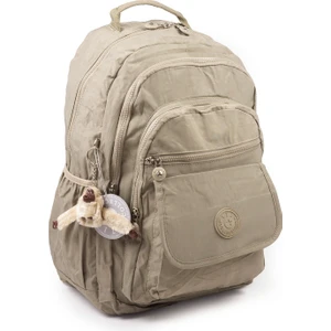 571 Krinkıl/klinkır Su Geçirmez Hafif Çok Gözlü Spor, Seyahat, Okul, Laptop Sırt Çantası Bej 9-2A