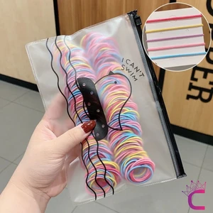 100'LÜ Dayanıklı Elastik Renkli Lastik Toka Seti - Günlük Kullanım Lastikli Saç Lastiği Örgü Tokası