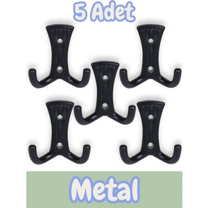 Troy Portmanto Vestiyer Duvar Dolap Elbise Askısı Siyah Metal Mobilya Kapı Askılığı Askılık (5 Adet)