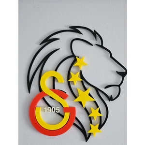 Dmrz Home Galatasaray Logolu 5 Yıldızlı Aslan Duvar Dekor Süsü