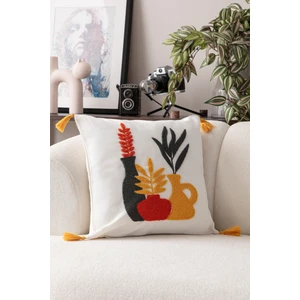 Comfort Punch Desenli Kırlent Kılıfı Kare Dekoratif Bohem Nakışlı Koltuk Yastık Kılıfı Panç 45X45