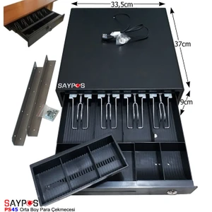 Masa Altı Montaj Askılı Orta Boy Para Çekmecesi 4 Banknot 5 Bozuk Para Gözlü 33,5x37x9cm
