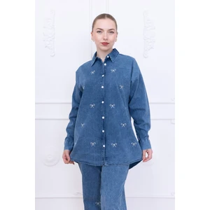 Fiyonk Nakışlı Gömlek Kot Ince Takım