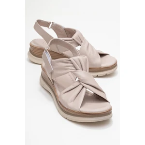 Oara Taş Cilt Hakiki Deri Kadın Sandalet