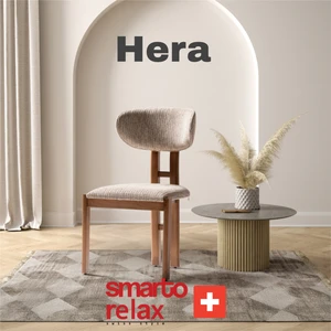  Smarto Relax Hera 2’li Sandalye Seti — Ahşap Ayaklı, Krem Kumaş