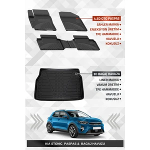 Kia Stonic 2017+ Uyumlu 4.5d Premium Havuzlu Oto Paspas ve Liner Marka 3D Bagaj Havuzu