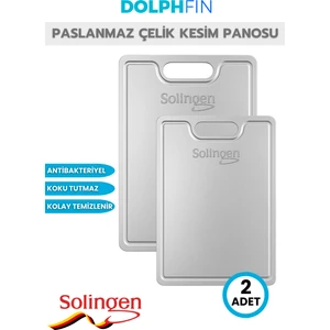 Solingen Paslanmaz Çelik Kesme Tahtası 2 Adet Antibakteriyel Yüzey