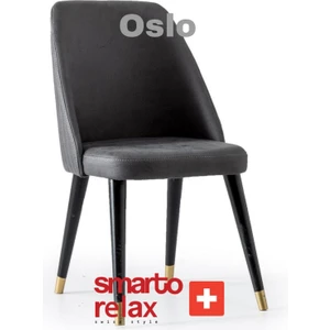 Smarto Relax Oslo 2’li Sandalye Seti — Ahşap Ayaklı, Siyah Kumaş
