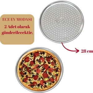 2 Adet Delikli Pizza Tepsisi Lahmacun Pide Tepsisi Paslanmaz Çelik