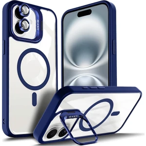 Iphone 11 Kılıf Standlı Mika Magsafe Hassas Butonlu Metal Tuşlu + Kamera Lens Camı Hediyeli Set