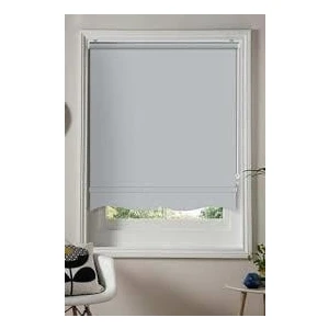 Gri Stor Zebra Güneşlik Perde Etekli Dilimli Alüminyum Kasa Metal Ayak