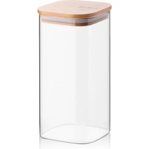 1400 ml Bambu Kapaklı Kare Cam Kavanoz KVN16