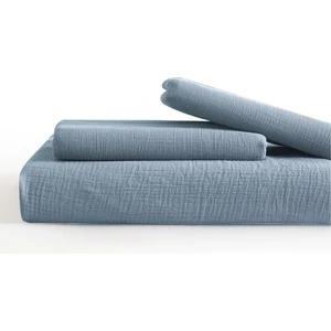 %100 Pamuk Müslin Nevresim Takımı Lastikli Çarşaflı 2 Yastık Kılıflı Çift Kişilik