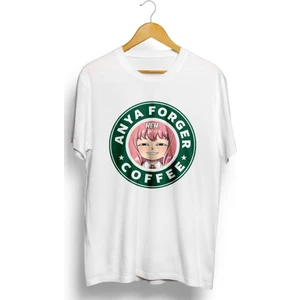 Karikatür Store Heh. Spy x Family Anya Forger Coffee Anime Baskılı Unisex Tişört
