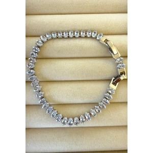Jewels Of Hope Baget Zirkon Taşlı Su Yolu Bileklik 20 cm Paslanmaz Çelik Bileklik Kadın Gümüş Renk