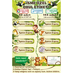 Ayza Tasarım Hayvan Temalı Kalem Defter Kitap Etiketi Isim Etiketi Kişiye Özel Çocuk Okul Etiketi Kırtasiye