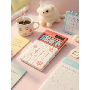 Nd-Cat Pembe Kedi Pati Desenli Hesap Makinesi