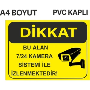 Bu Alan 7/24 Kamera Ile Izlenmektedir Uyarı Levhası Pvc Kaplı
