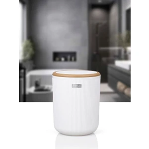 Okyanus Home Linea Due Beyaz Çizgili Yuvarlak Çöp Kovası