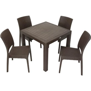 Elit Rattan 90x90 Elit Sandalye Masa Takımı Kahverengi