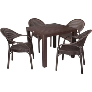 Elit Rattan 90x90 Eylül Koltuk Masa Takımı Kahverengi