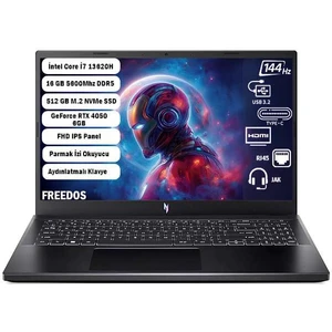 Nitro V 15 ANV15-51 Intel I7-13620H 16 GB 512 GB SSD RTX 4050-6 GB 15.6" 144 Hz Freedos NH.QNBEY.002