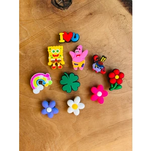 Jibbitz Terlik Süsü 10'lu Set Sünger Bob,bay Yengeç,çiçek,gökkuşağı