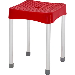 Sağlam Plastik Rattan Alüminyum Ayak Büyük Tabure (2 Adet) Kırmızı