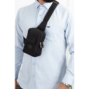 Siyah Keten Kumaş Belgrat Telefon Bölmeli Çapraz Göğüs ve Omuz Çantası NEW203