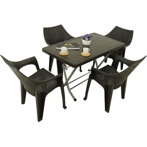 Zeugma 70x120 Katlanır Ayak 4 Kişilik Polo Koltuk Masa Takımı