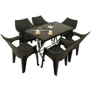 Zeugma 70x120 Katlanır Ayak 6 Kişilik Polo Koltuk Masa Takımı